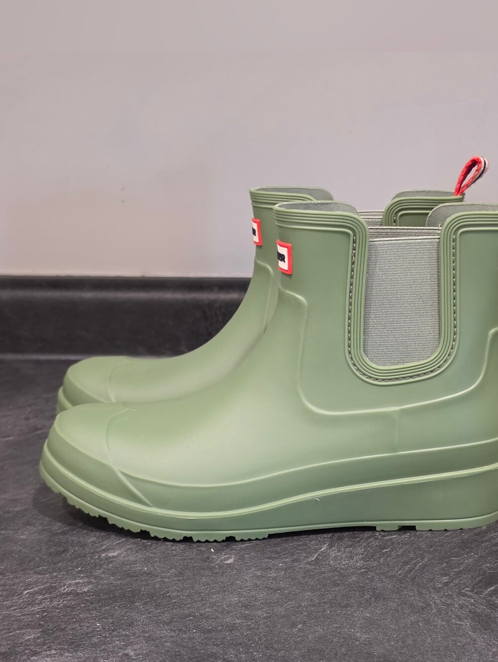 Hunter Size 10 Wedge Short Green Rain Boots - Picture 3 of 7
